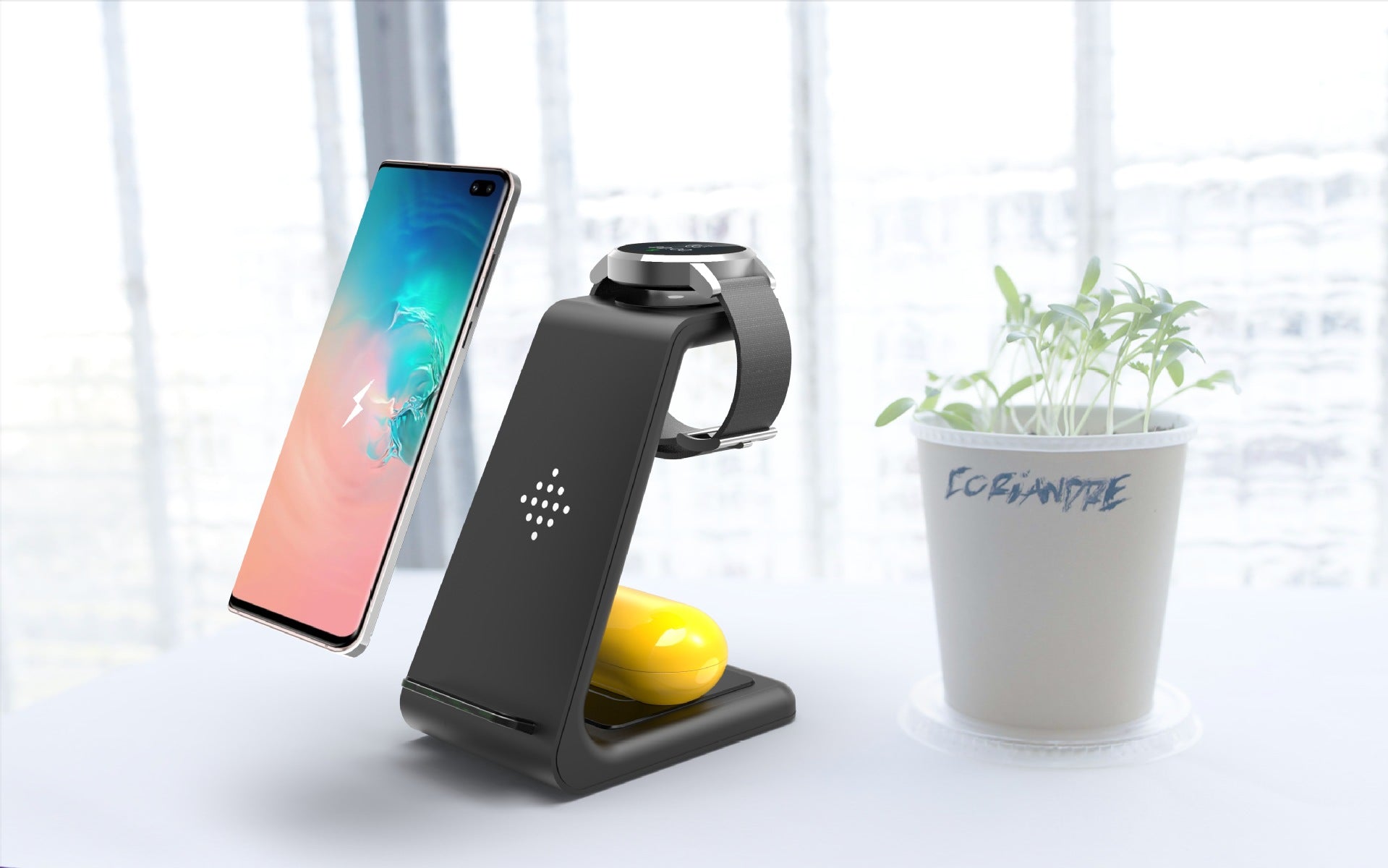 Image of 3 In 1 Fast Charging Station Wireless Charger Stand Wireless Quick Charge Dock For Phone Holder