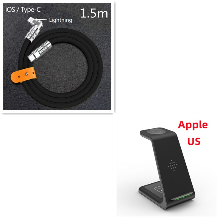 Image of 3 In 1 Fast Charging Station Wireless Charger Stand Wireless Quick Charge Dock For Phone Holder