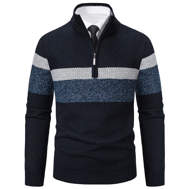 Image of Stand-collar Warm Knitted Sweater Pullover
