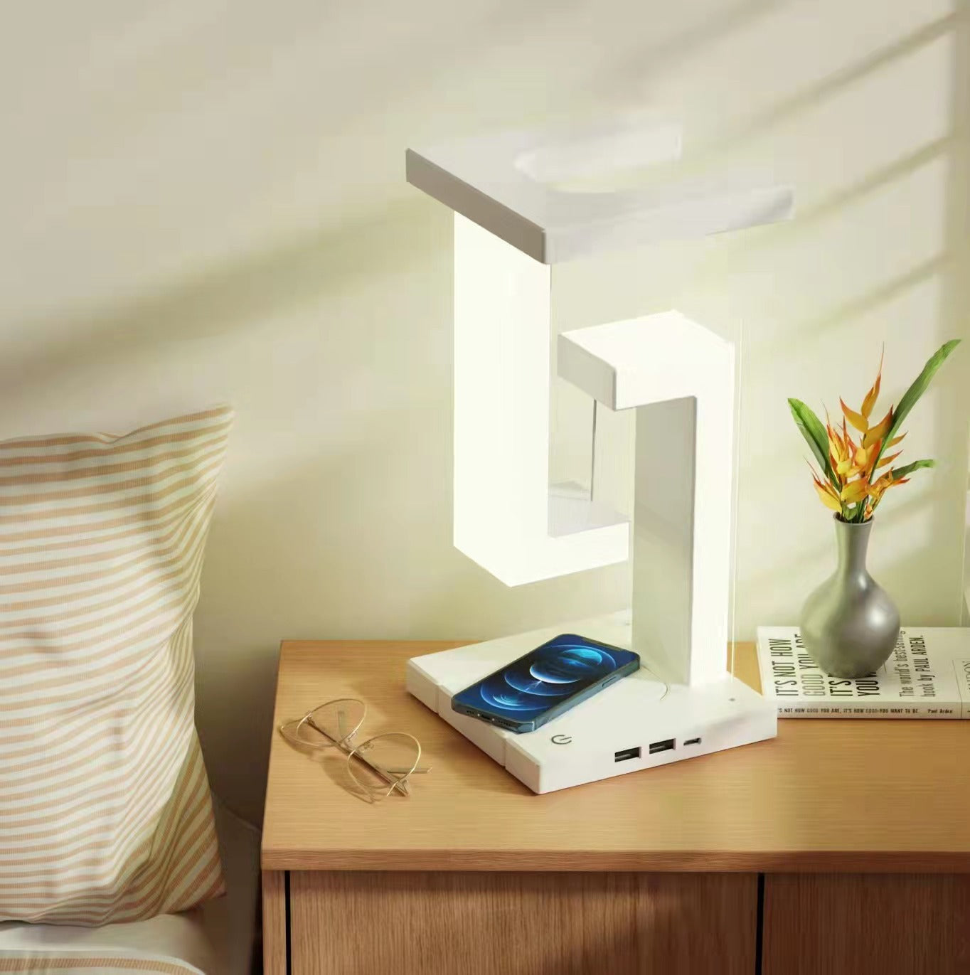 Image of Creative Smartphone Wireless Charging Suspension Table Lamp Balance Lamp Floating For Home Bedroom