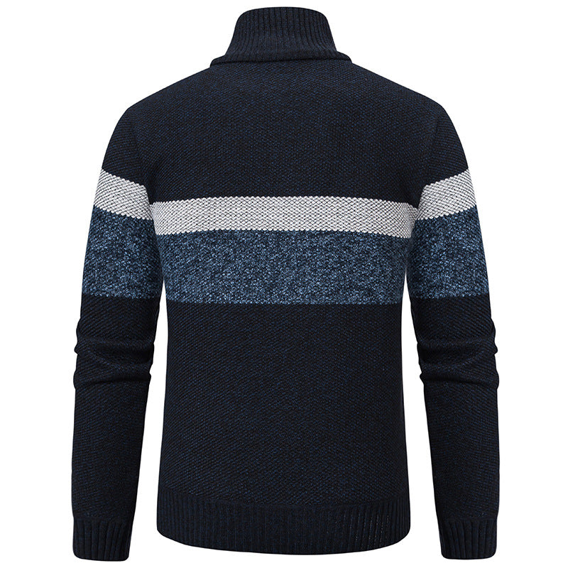 Image of Stand-collar Warm Knitted Sweater Pullover